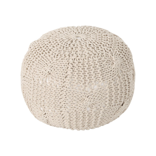 Bordeaux - Knitted Cotton Round Pouf