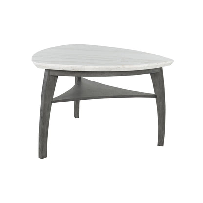 Jasmine - Bar Table With Arched Legs And Marble Top, Triangular Shape - Gray
