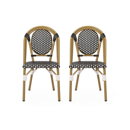 Outdoor Rattan And Aluminum French Bistro Chair Set