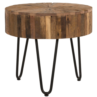 Rustic Accent Round Table With Iron Hairpin Legs