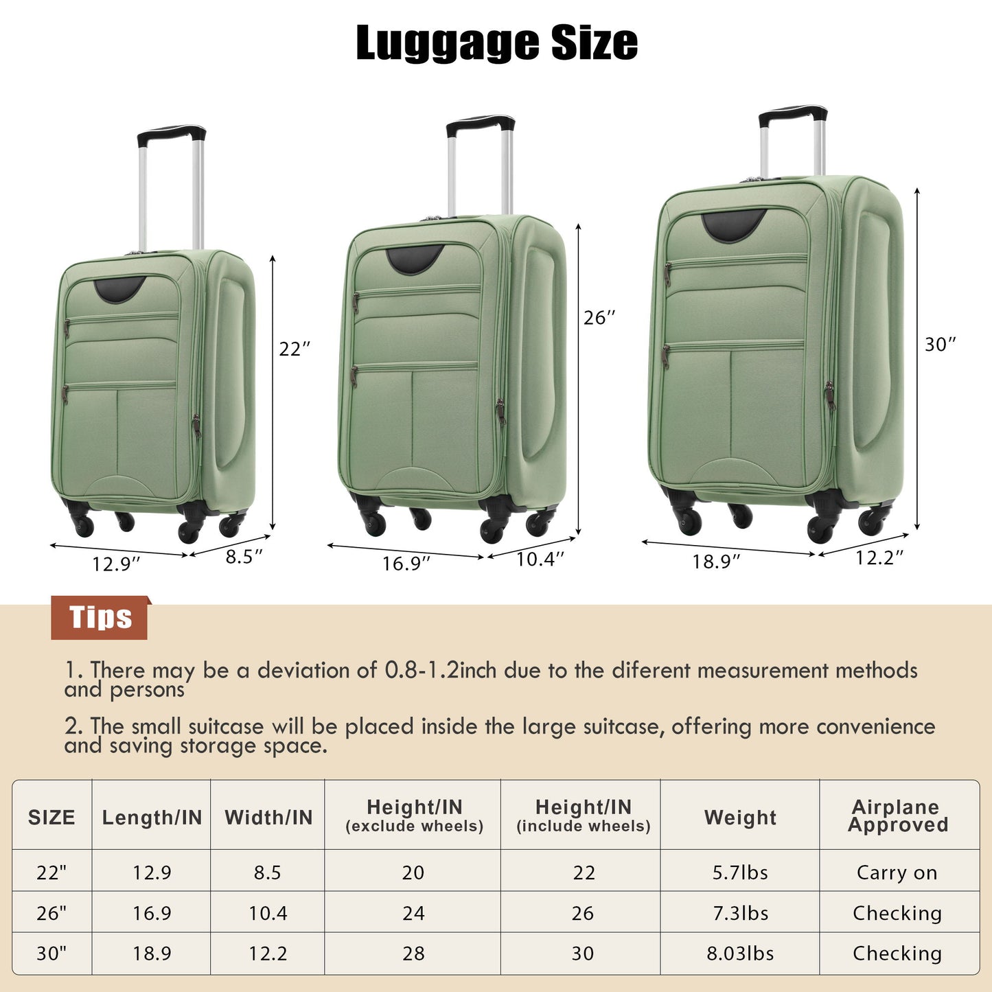 Softside Luggage Expandable Set With Duffel Bag Upright Spinner
