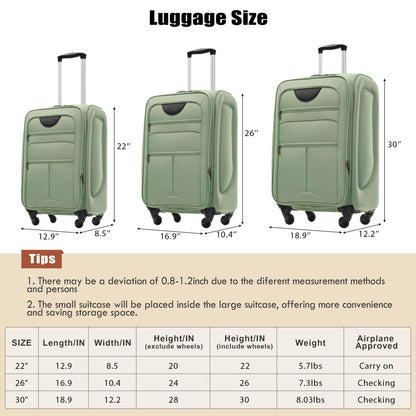 Softside Luggage Expandable Set With Duffel Bag Upright Spinner