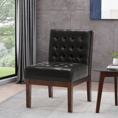 Contemporary Accent Chair With Tufted Waffle Stitch - Black