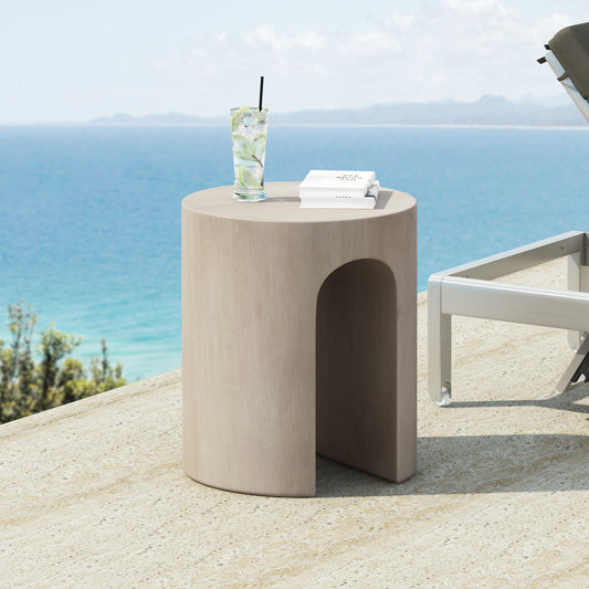 Outdoor Round With U Shape Side Table - Light Gray