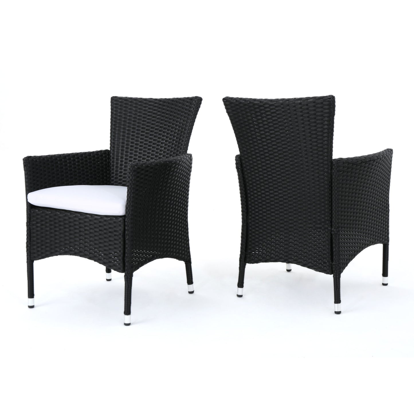 Dimensional Outdoor Dining Chair With Cushion Seat And Iron Frame (Set of 2)