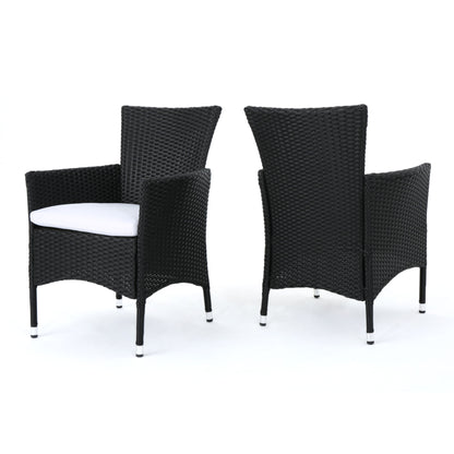 Dimensional Outdoor Dining Chair With Cushion Seat And Iron Frame (Set of 2)