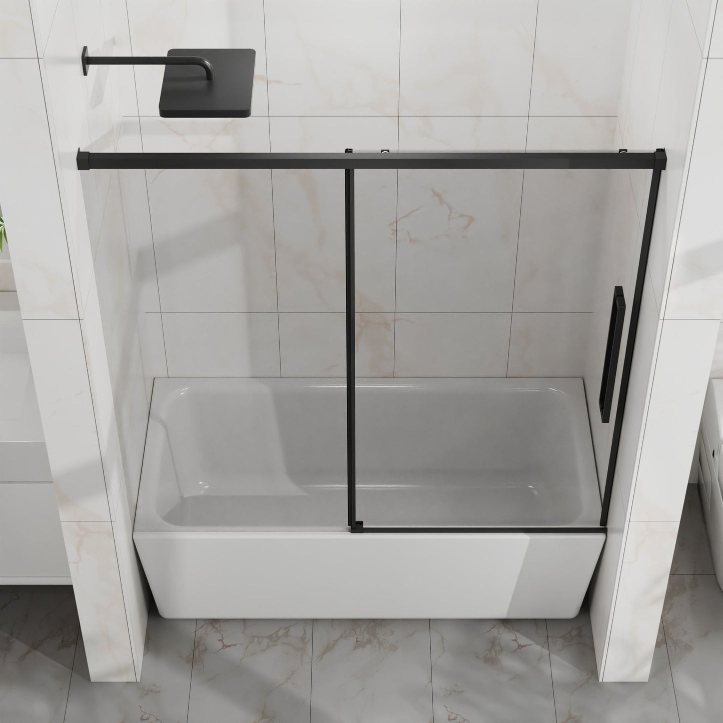 Semi Frameless Tub Sliding Shower Door
