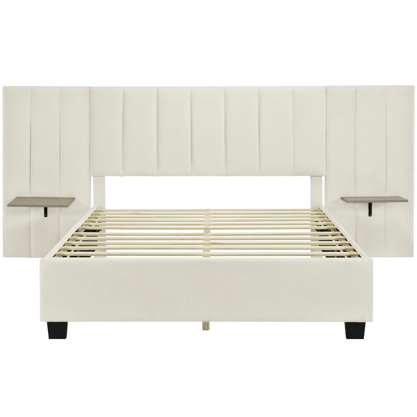 Upholstered Platform Bed With Big Headboard