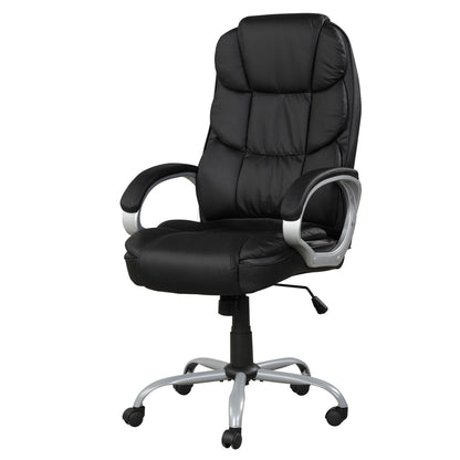 Upholstered Office Chair, Adjustable Height Swivel Chair - Black