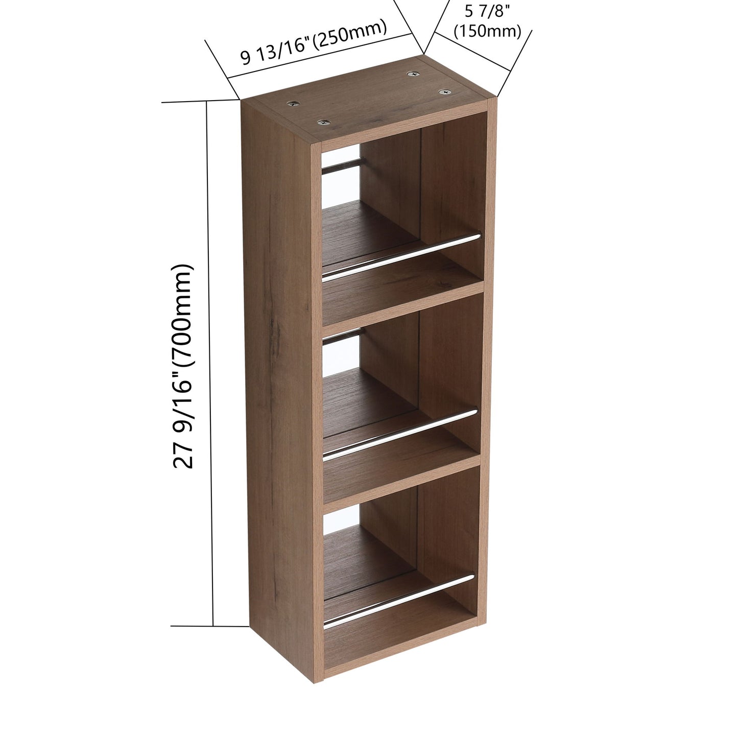 10" Wall Mounted Mirror Cabinet With Storage, Mirror - Imitative Oak