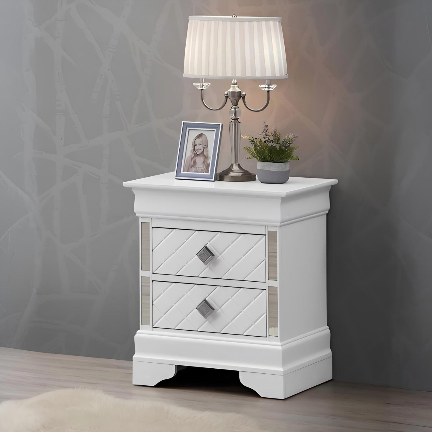 Verona - Accent Nightstand - Silver Champagne