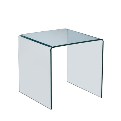 Tempered Bent Glass Sidetable, Transparent End Table, Sofa Table, Premium Glass, Multi Purpose Design - Transparent