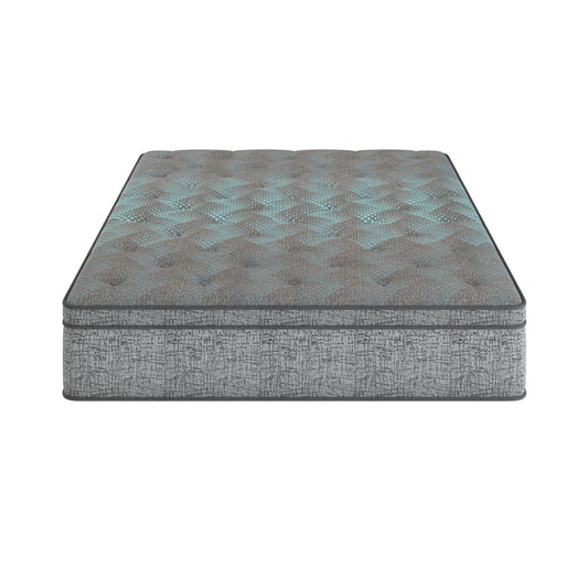 Comfort Care - 10" Twin Extra Long, Hybrid Euro Top Mattress Plush Comfort - Gray / Blue
