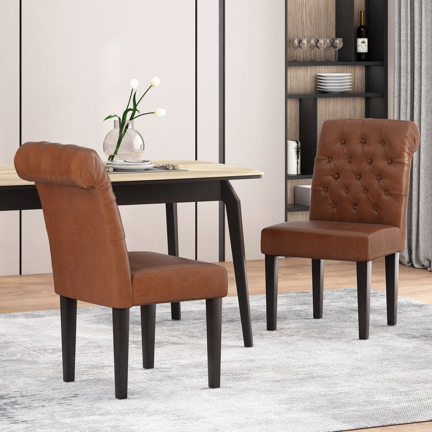 Broxton - Tuft Dining Rolltop Chairs With Button Tufted Backrest (Set of 2)