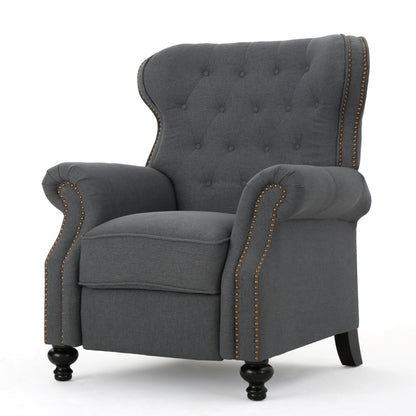 Accented Push Back Recliner Chair With Rolled Arms, Enjoy Cocooning Comfort