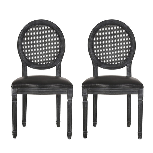 French Country Dining Chair With Cane Backrest (Set of 2)