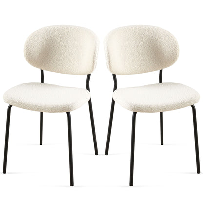 Boucle Dining Chairs, Dining Chairs With Metal Legs For Dining Room, Kitchen, Living Room