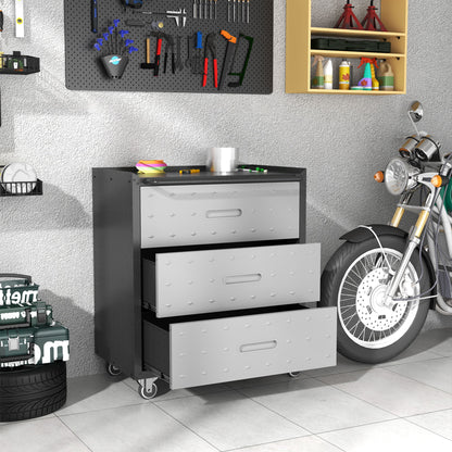 Heavy Duty Metal Storage Cabinet With Wheels 3 Drawer Tool Cabinet For Garage, Office, And Home Organizer Solutions
