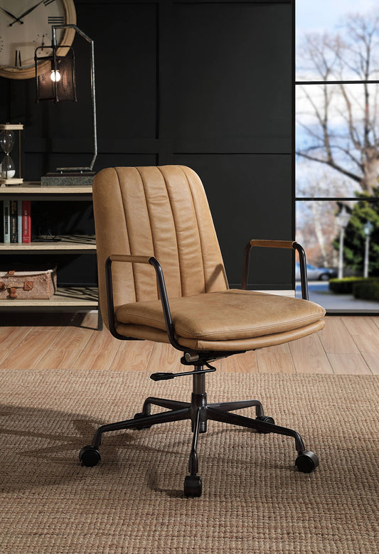 Eclarn - Top Grain Leather Office Chair - Brown