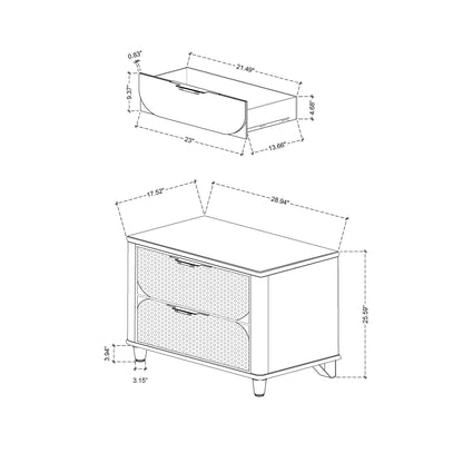 Laura - Nightstand With Sleek Frame And Fronts - Silver
