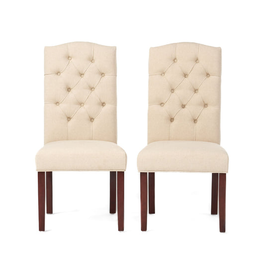 Harriet - Tufted Dining Chair Set Modern Farmhouse Style - Ivory Linen