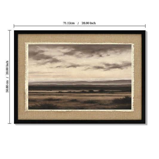 Vintage Landscape Large Framed Wall Art, Nature Wilderness Scenery Paintings Decor Aesthetic - Ember Black / Linen Sesame