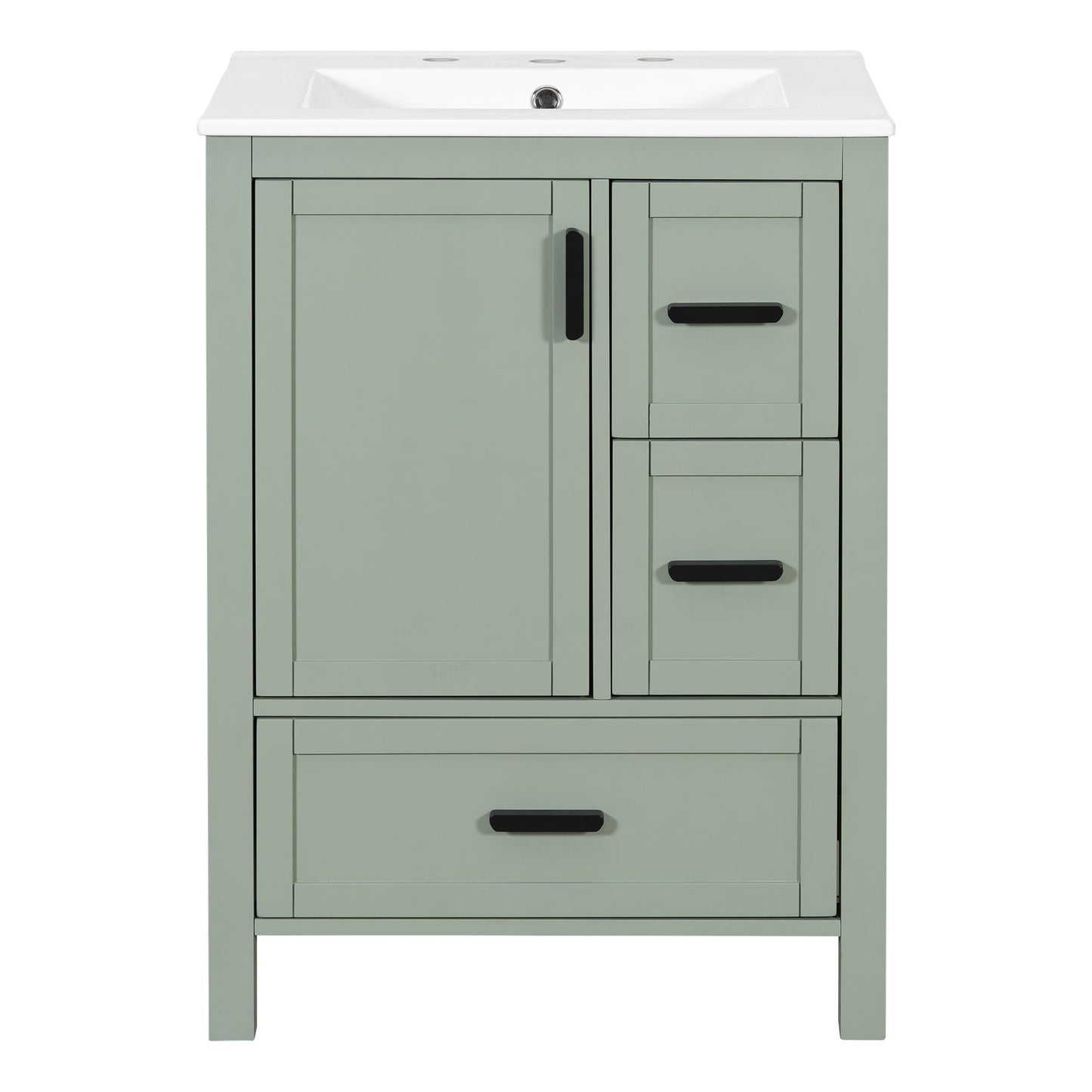 Bathroom Vanity With Sink, Soft-Close Doors, Double-Layer Shelf And 3 Drawers