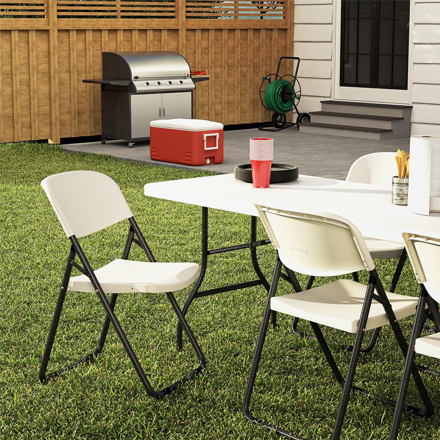 U - Leg Folding Chair - White