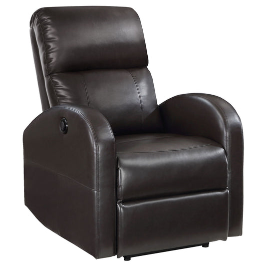 Meglia - Upholstered Power Recliner Chair With Smooth Button Controls - Brown