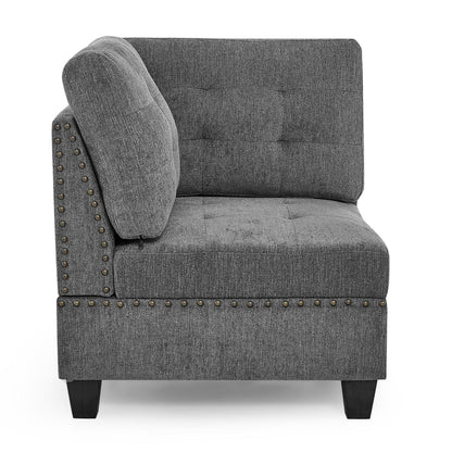 Modular Corner Sofa With Chenille Upholstery - Gray