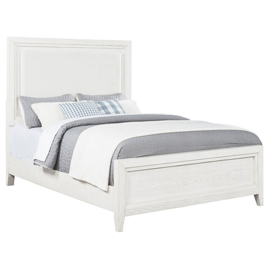 Inverness - Queen Upholstered Panel Bed With Padded Headboard Frame - White