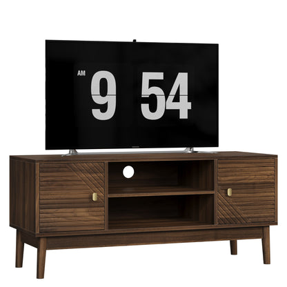 Mid Century Modern TV Stand Entertainment Center With Storage - Walnut