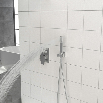 Dual Shower Head System With 12" Square Rain Shower And Rough In Valve