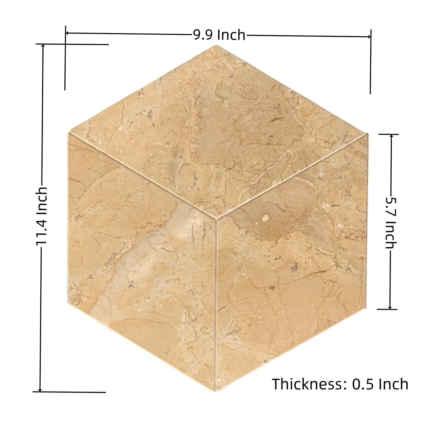 Hexagon Natural Marble Polished Tile For Wall And Floor (Set of 12)