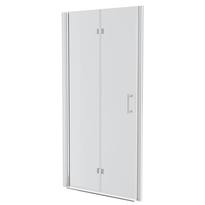 Bi Fold Frameless Shower Door With Tempered Glass,1 / 4" Thickness - Chrome