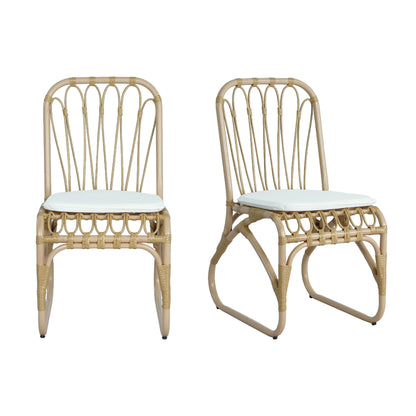 Outdoor Wicker Dining Chairs With Washable Cushion (Set of 2)
