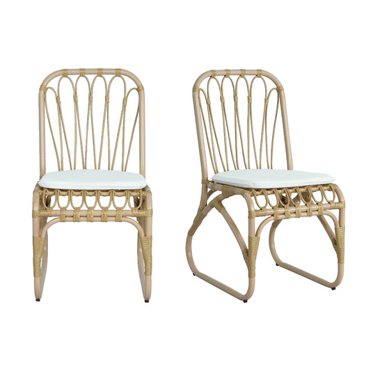 Outdoor Wicker Dining Chairs With Washable Cushion (Set of 2)