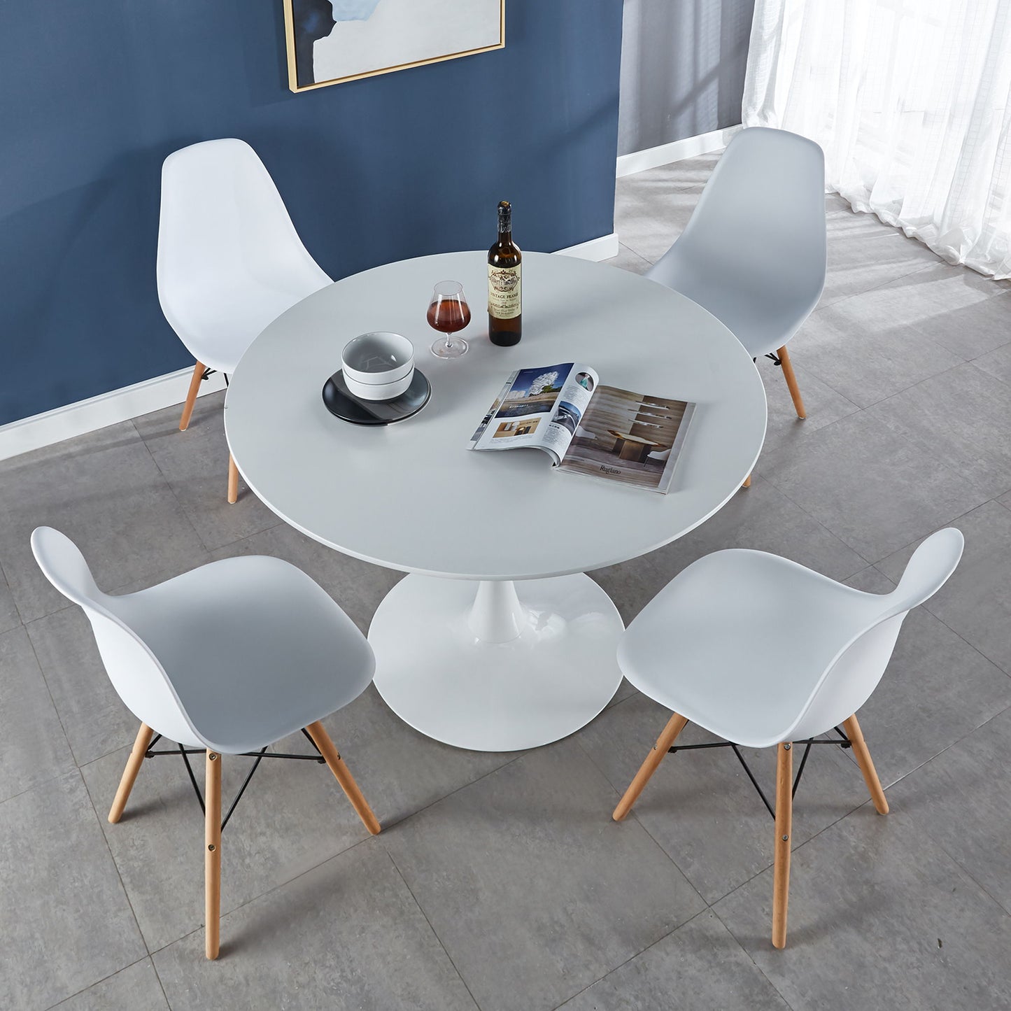 Tulip Table Mid-Century Dining Table With Round MDF Table Top, Pedestal Dining Table, End Table Leisure Coffee Table