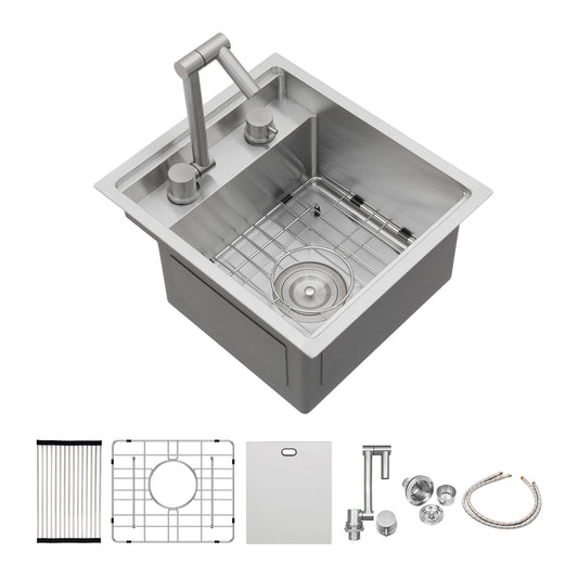 Modern Undermount Bar Sink With Folding Faucet