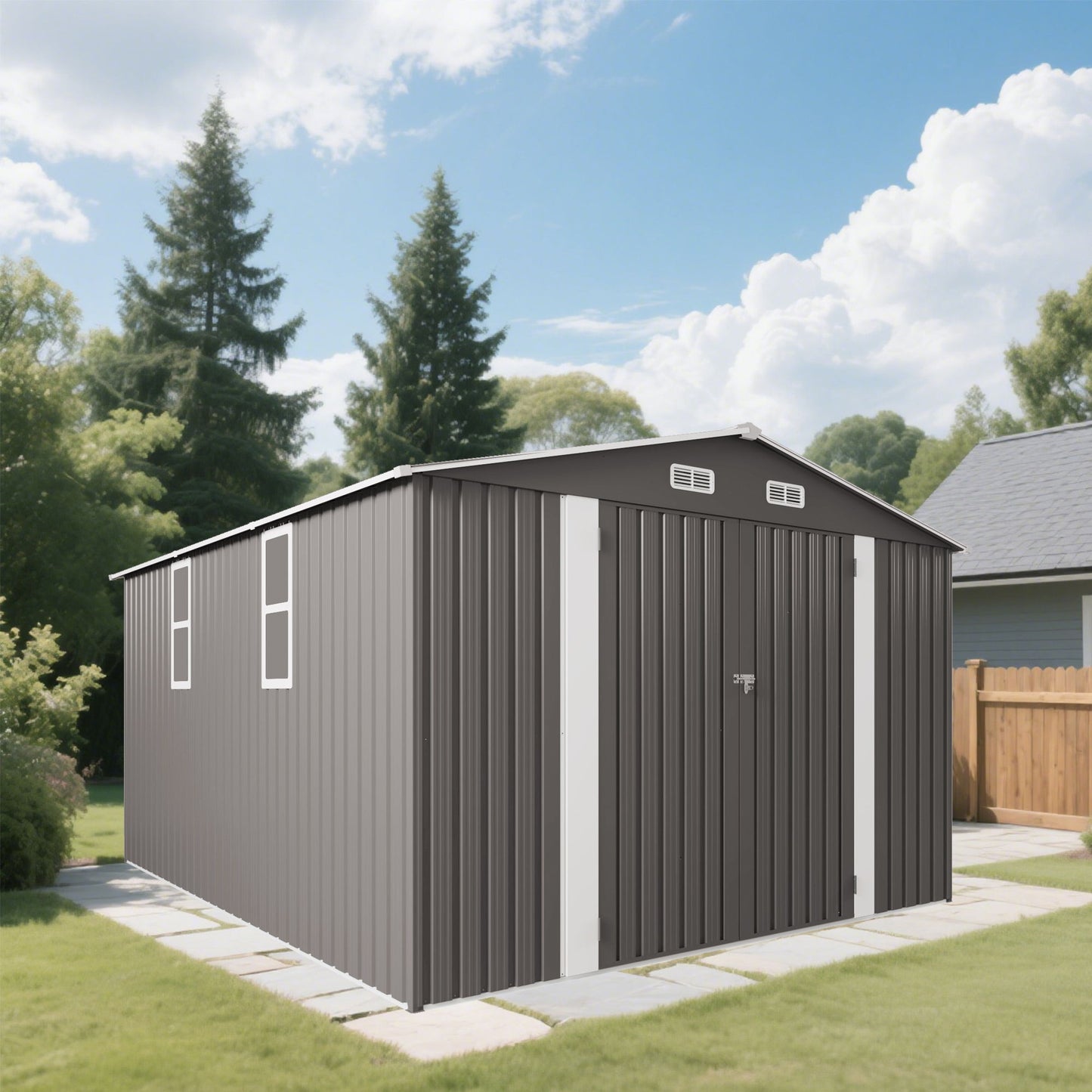 Large Outdoor Storage Shed With Lockable Door, Air Vent