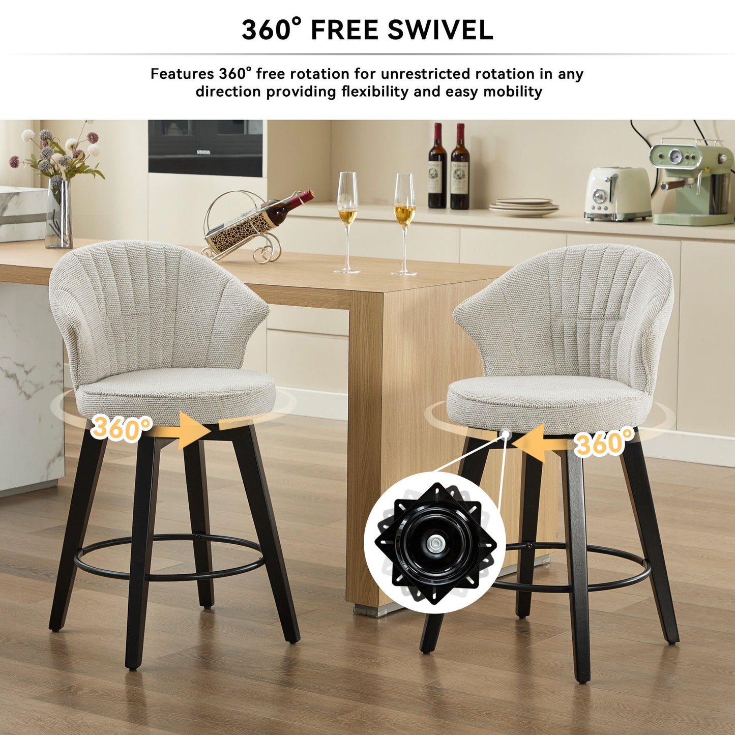 Wing Back Swivel Bar Stools (Set of 2)