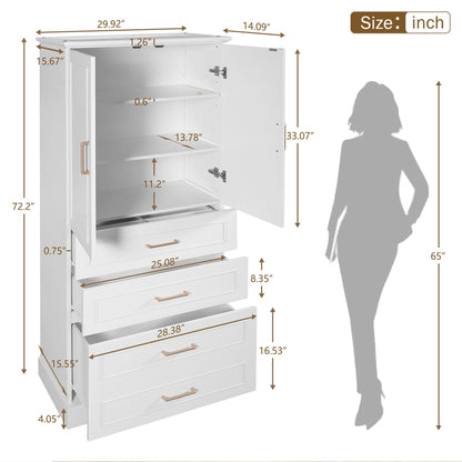 Freestanding Bathroom Cabinet With 3 Drawers, Adjustable Shelf, Soft Close Doors