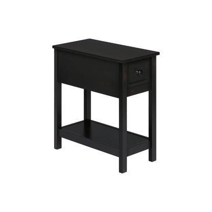 Accent End Table, 2 Tier, Narrow, Lamp, Storage Drawer, Charming Design