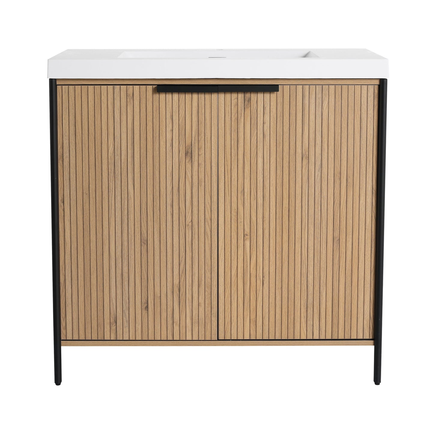 Modern Freestanding Bathroom Vanity With Resin Sink & Soft Close Cabinet Doors