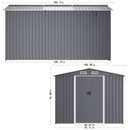 Outdoor Storage Shed Large Metal Tool Sheds, Heavy Duty Storage House With Sliding Doors