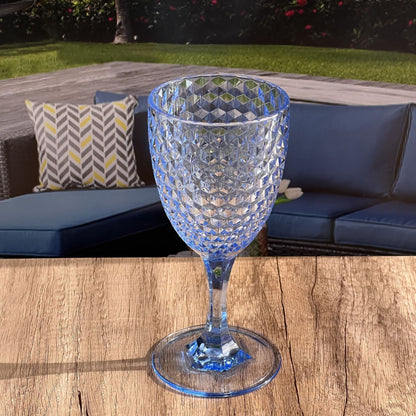 Diamond Cut Plastic Wine Glasses (Set of 4)