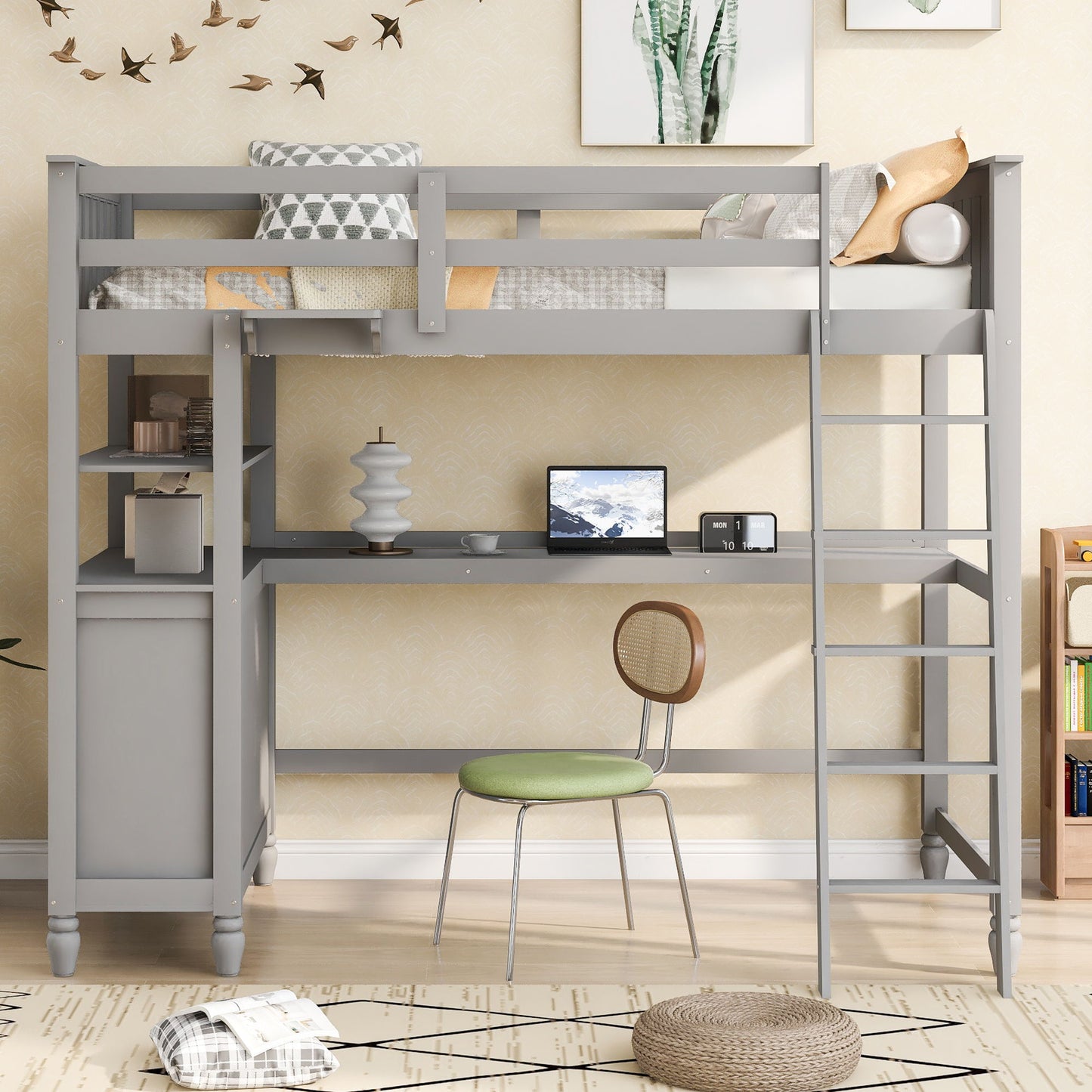 Loft Bed With Drawers With Desk And Shelves