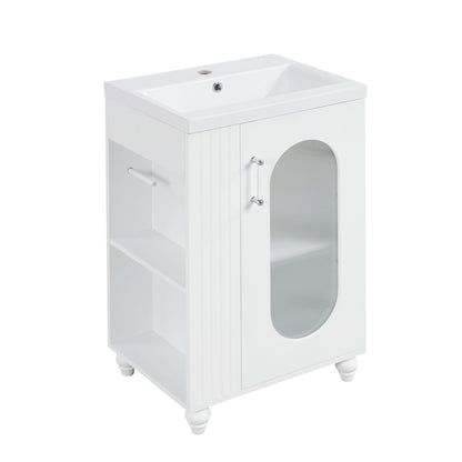 Modern Bathroom Vanity With Sink, Adjustable 2 Tier Shelf