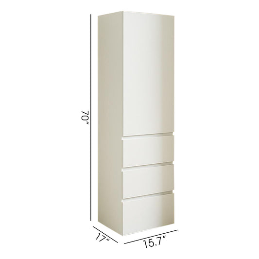 Elise - Slim Modular Wood Closet Cabinet With Drawers In Durable Melamine And Wood 71" Height - White