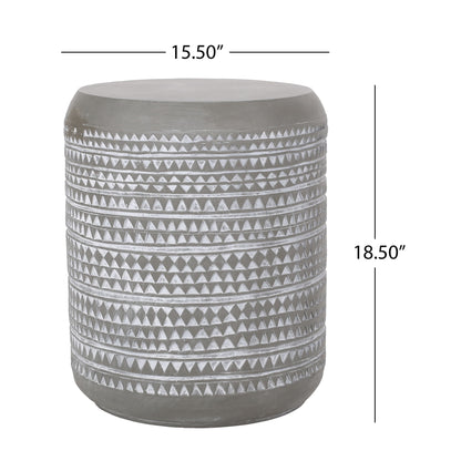 Outdoor Side Table With Cylindrical Shape - White